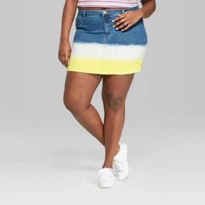 Wild Fable Jean Skirt Yellow Dip Dye New With Tags